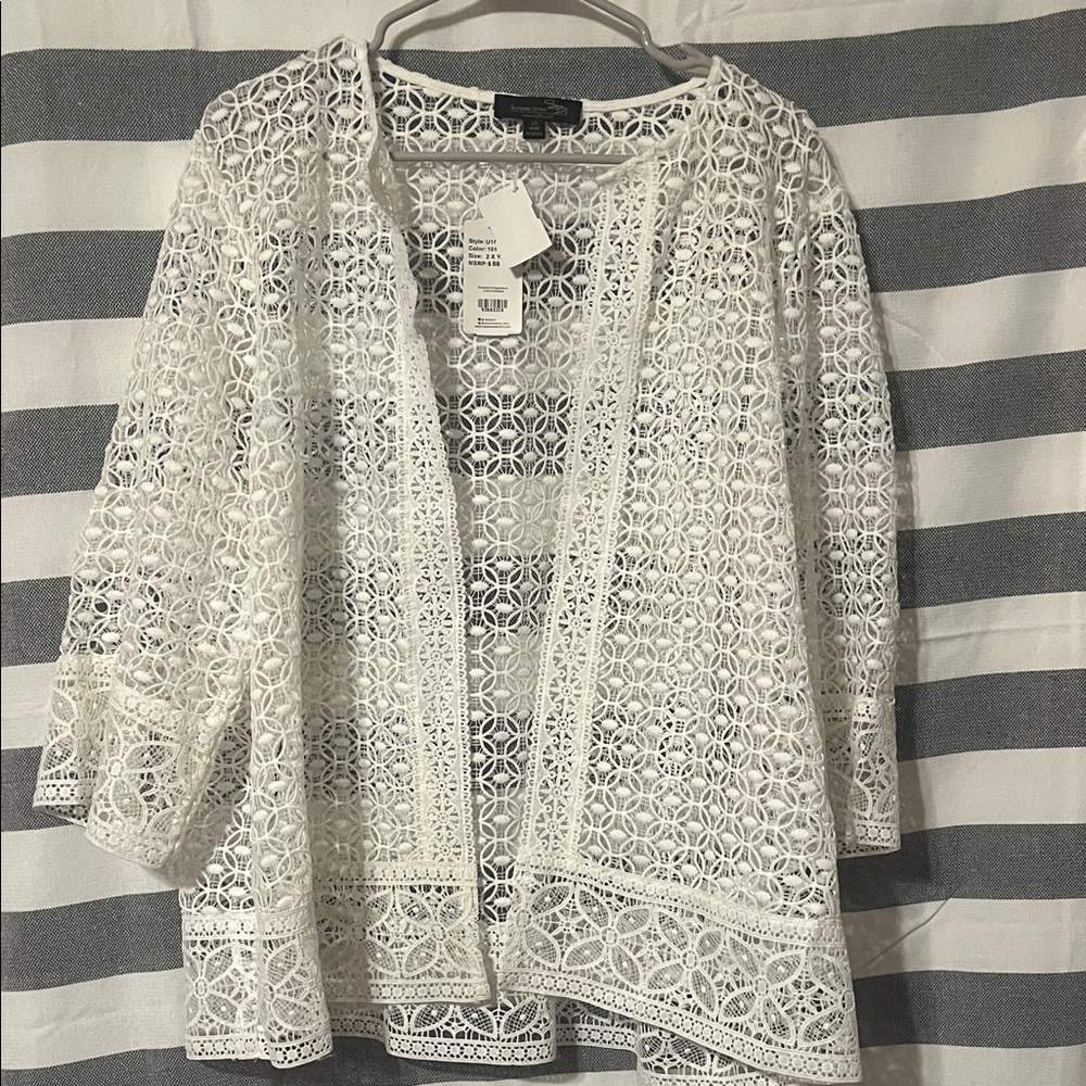 Suzanne Betro White Lace Cardigan